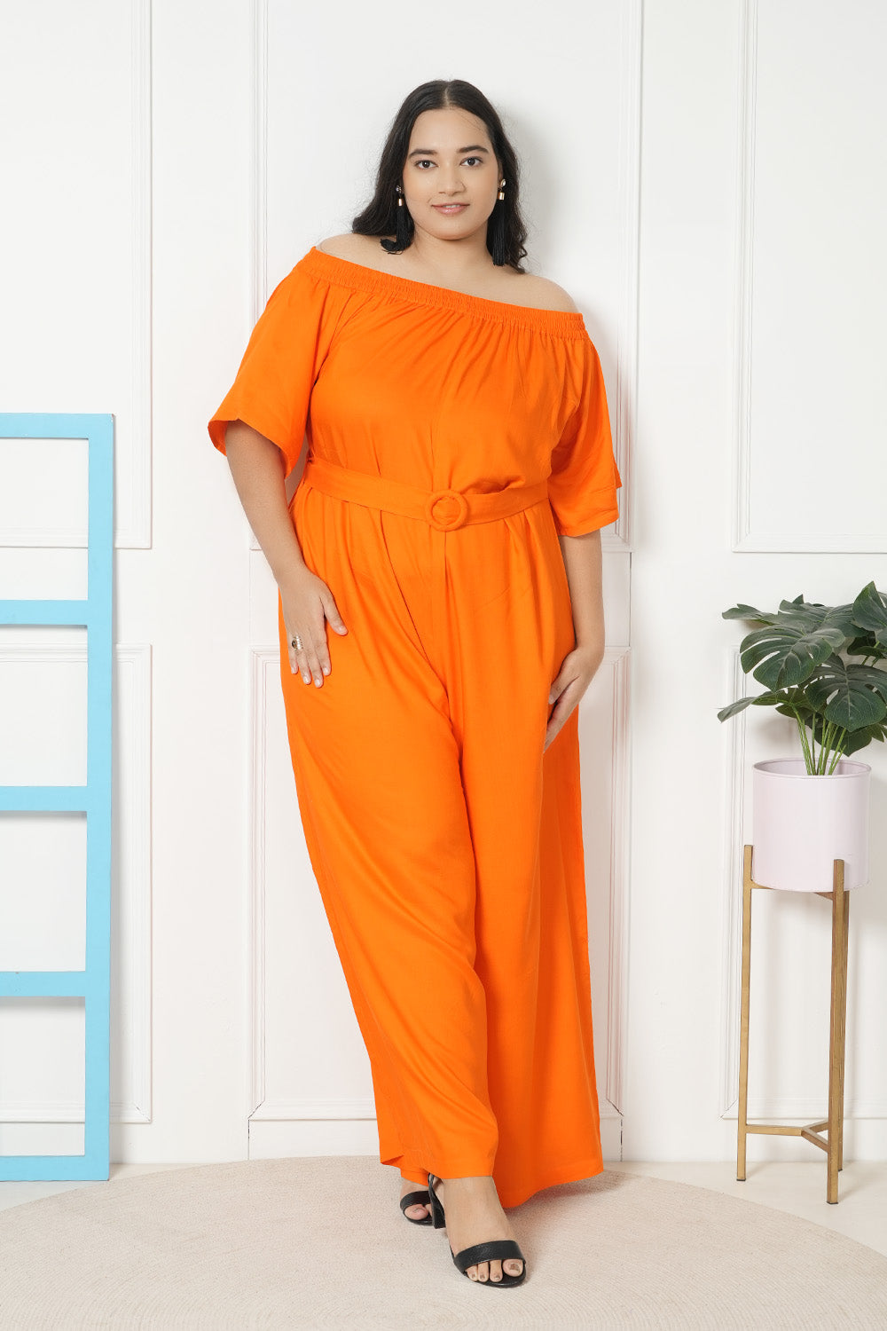 LASTINCH Classic Coral Off-Shoulder Jumpsuit