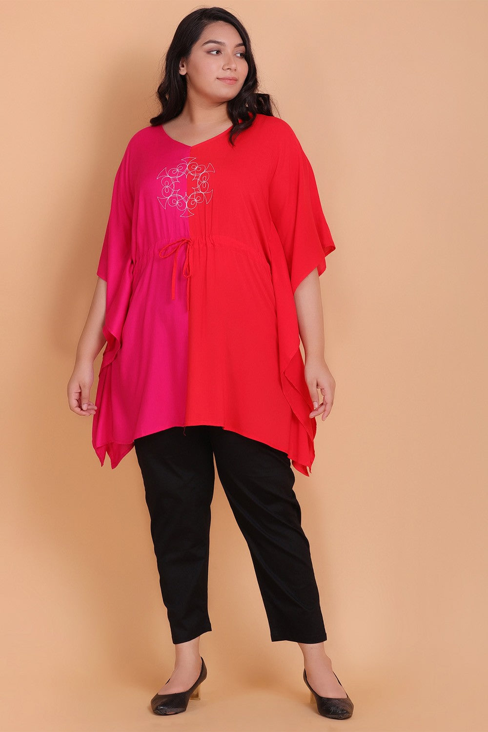 Color Block Embroidered Kaftan Tunic