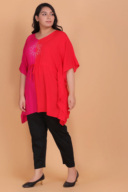 Color Block Embroidered Kaftan Tunic