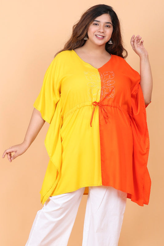 Color Block Kaftan Embroidery Tunic