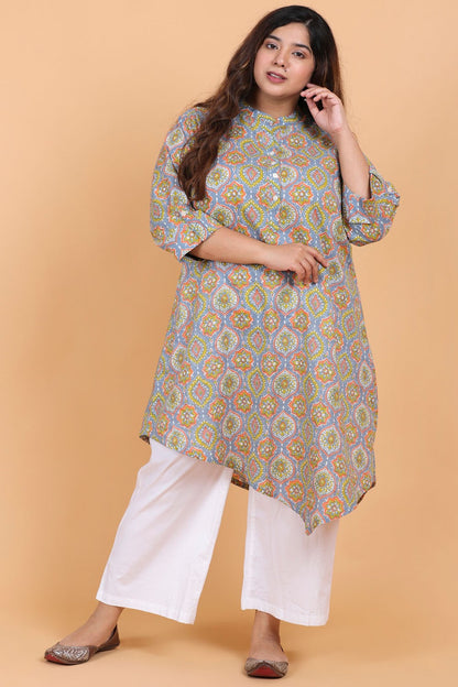 Asymmetric Hem Cotton Kurti