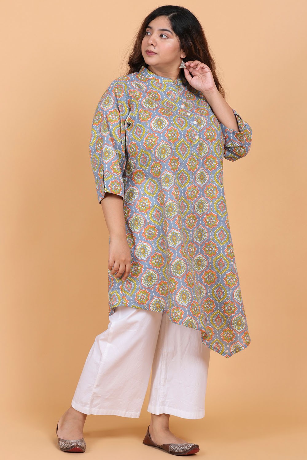 Asymmetric Hem Cotton Kurti