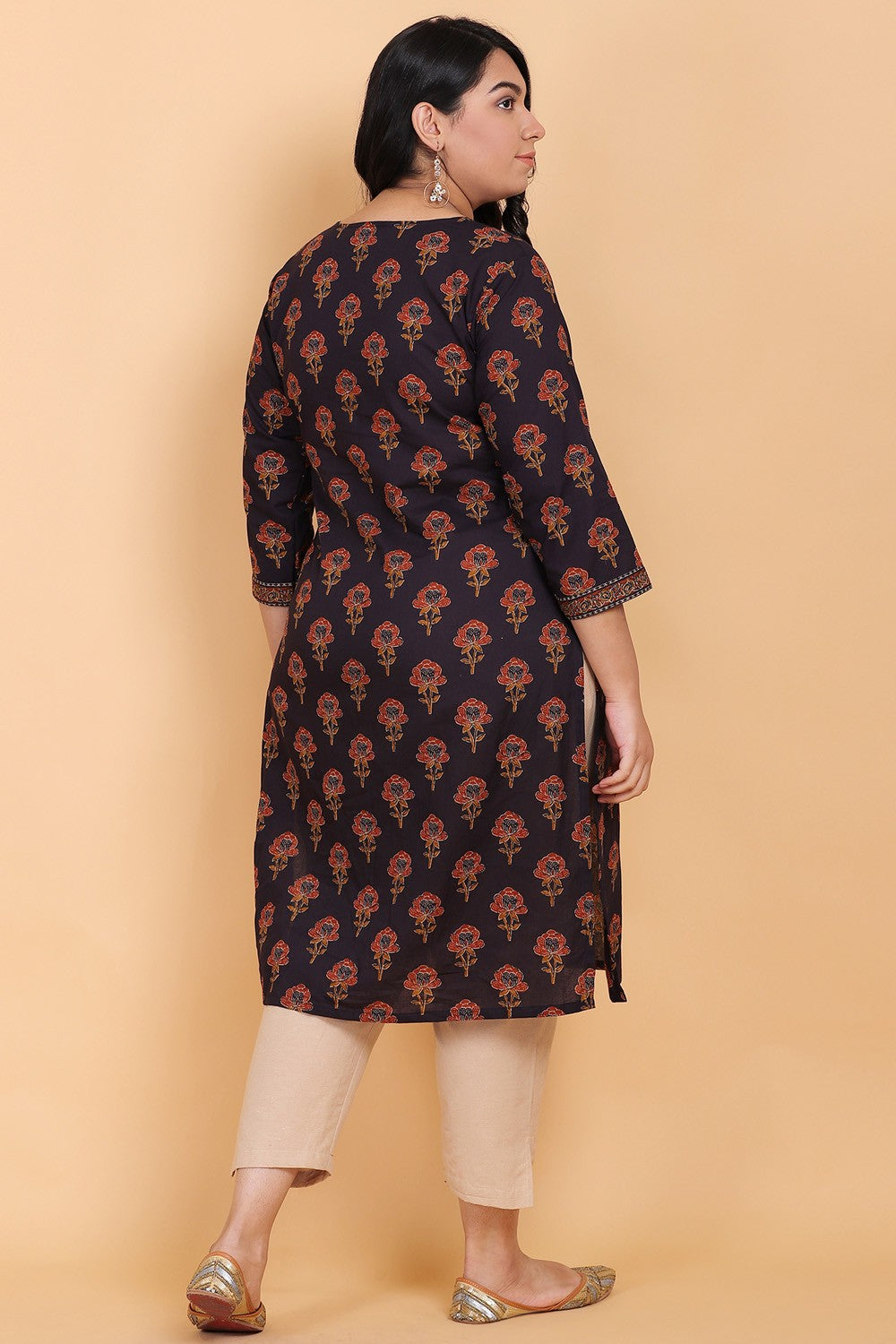 Black Angrakha Cotton kurti