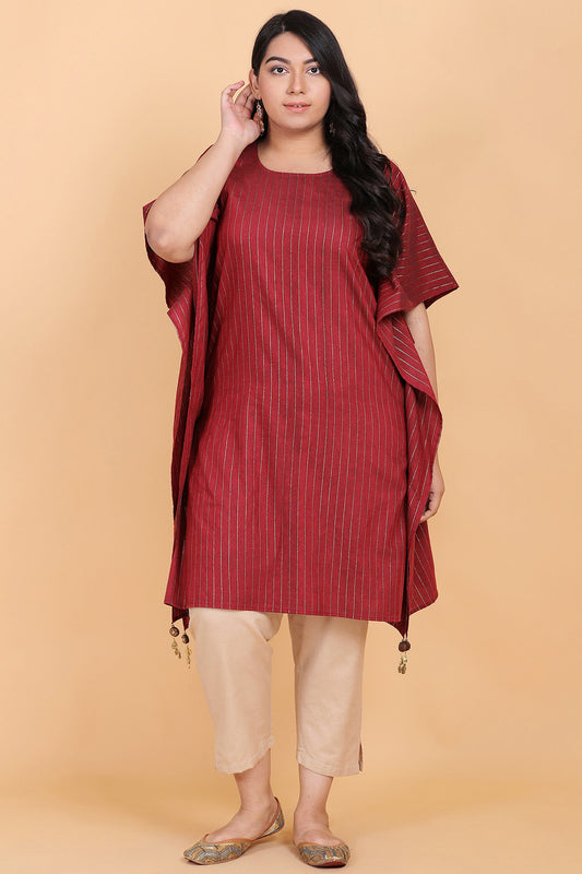 Maroon Foil Print Kaftan