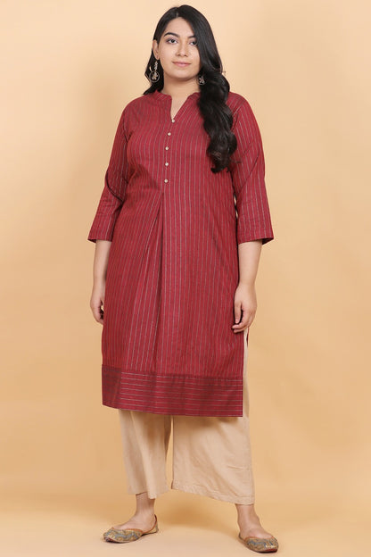 Maroon Foil Print Kurti