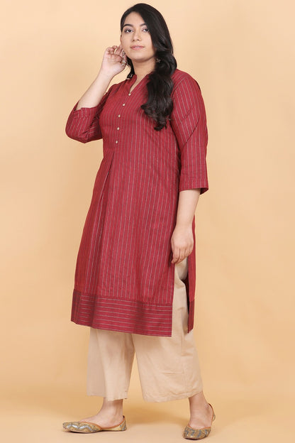 Maroon Foil Print Kurti