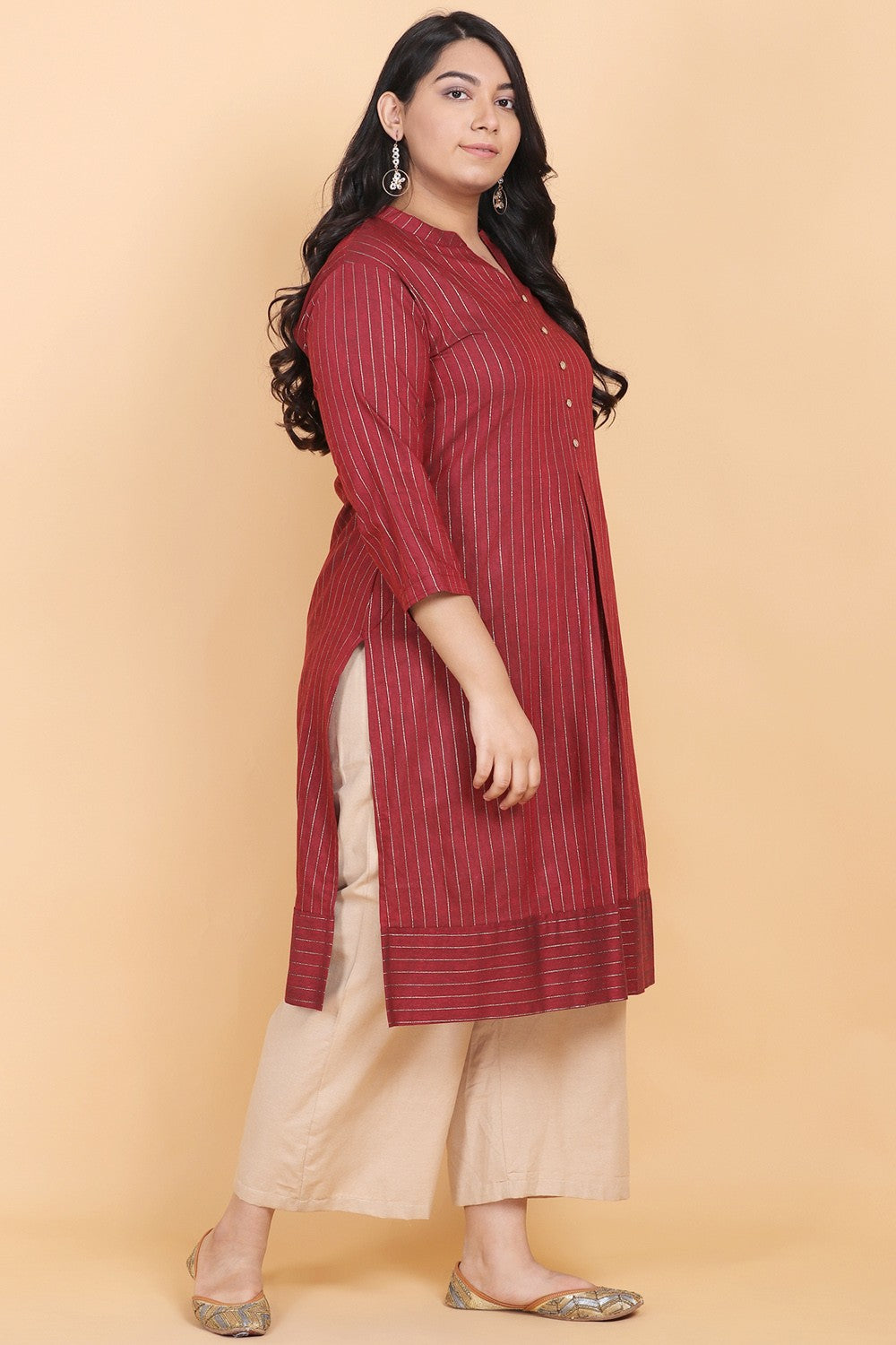 Maroon Foil Print Kurti