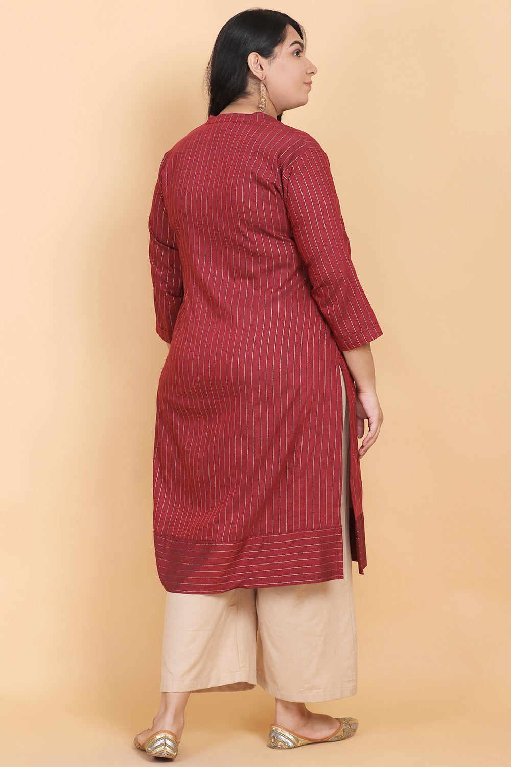 Maroon Foil Print Kurti