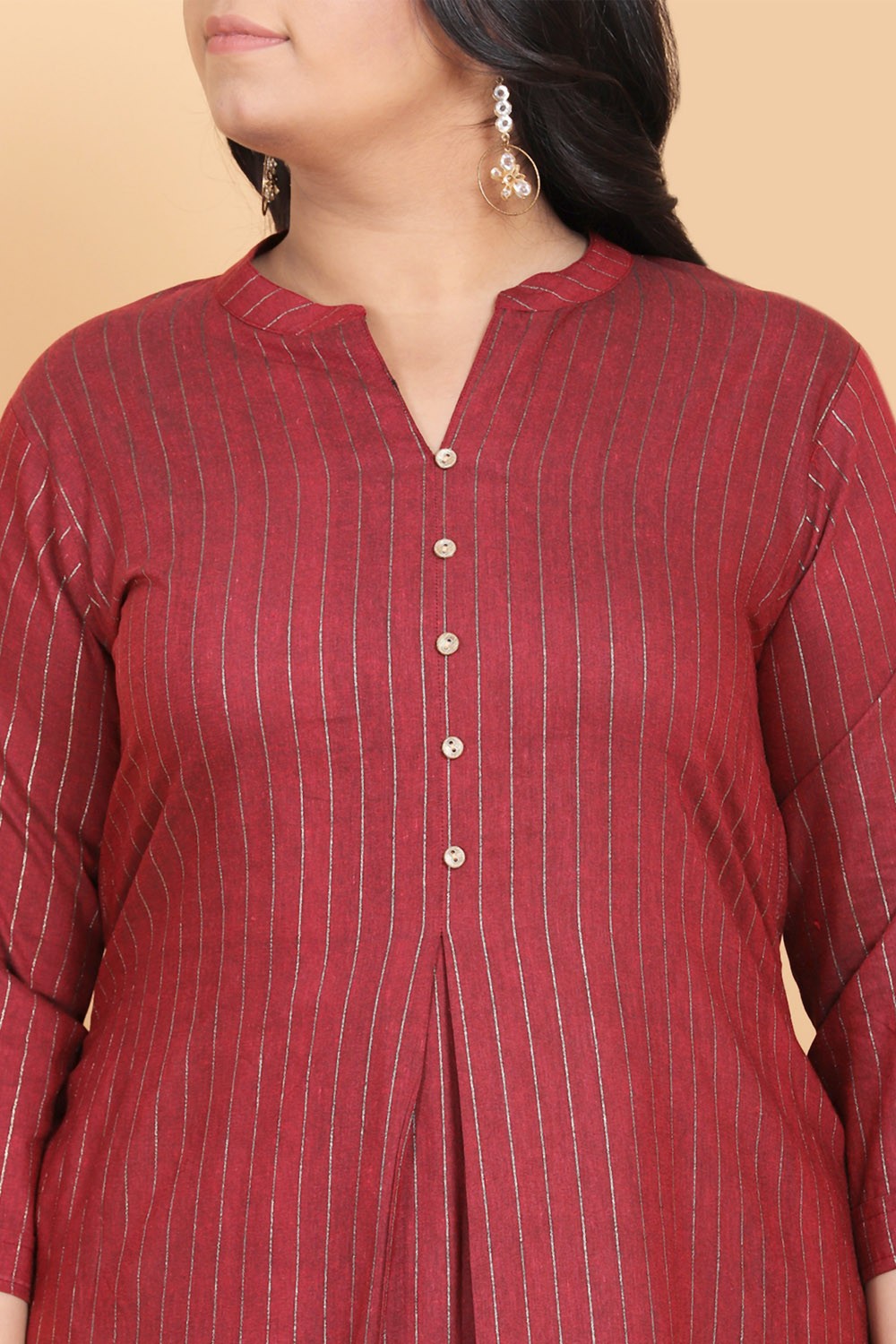 Maroon Foil Print Kurti