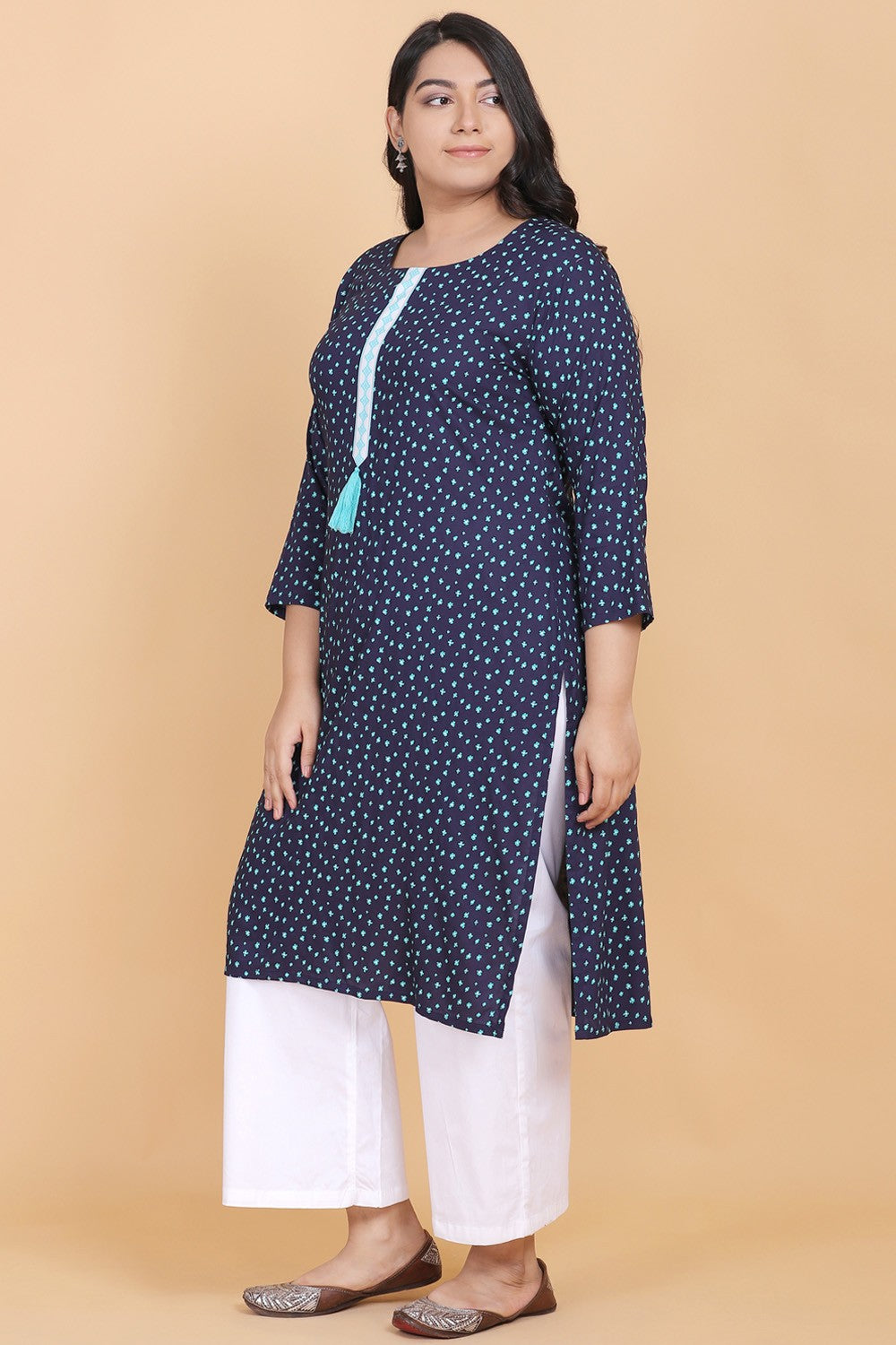 Dark Blue Printed Kurta