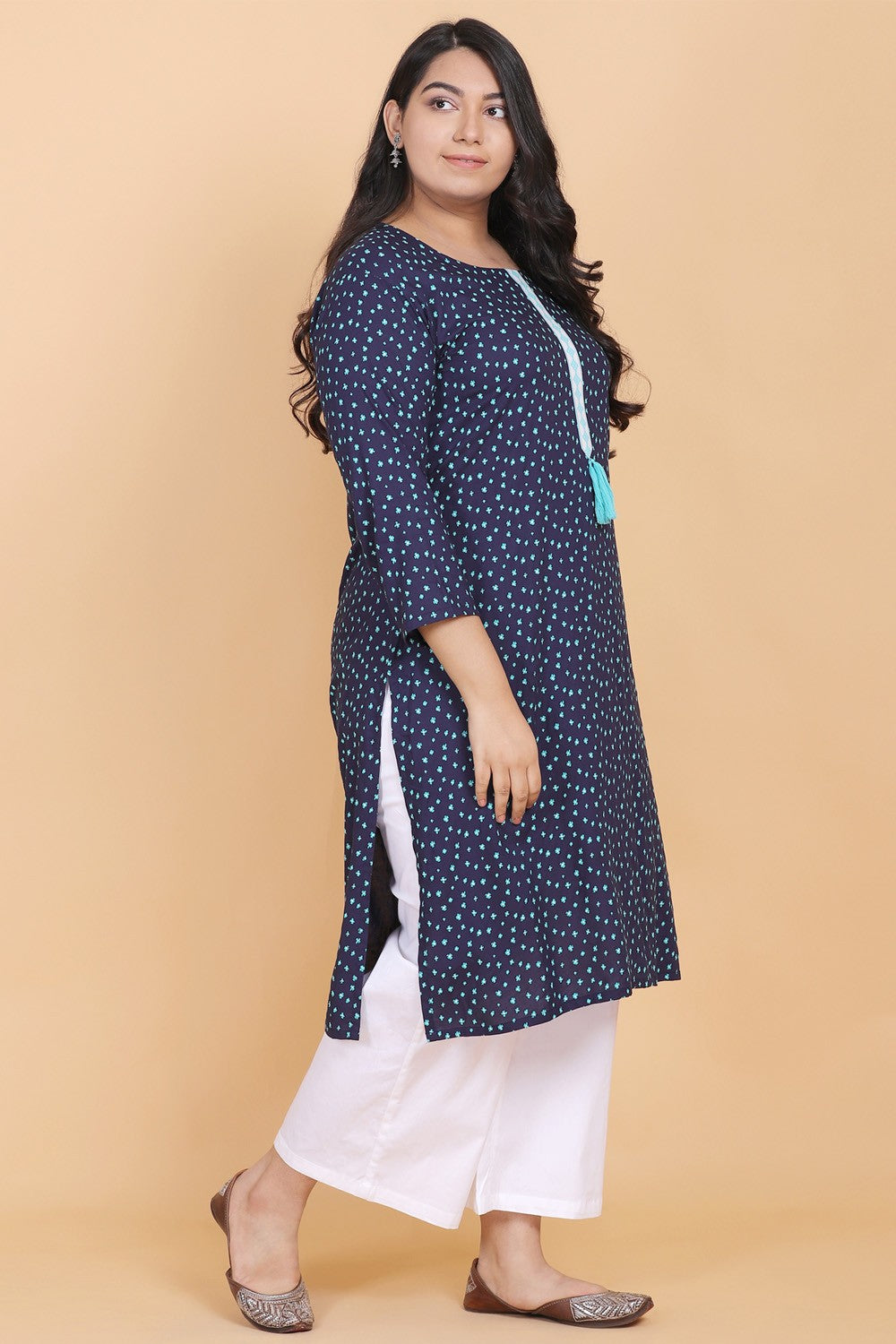 Dark Blue Printed Kurta