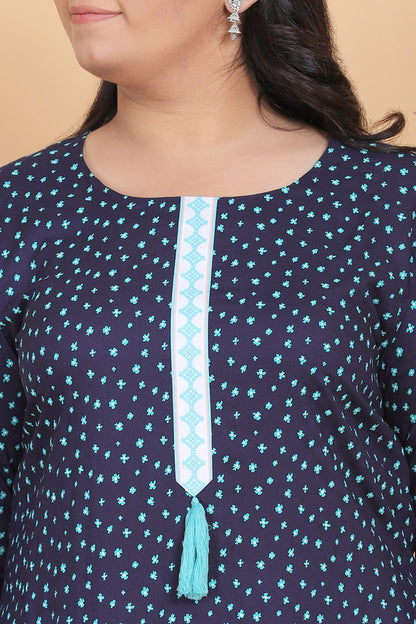 Dark Blue Printed Kurta