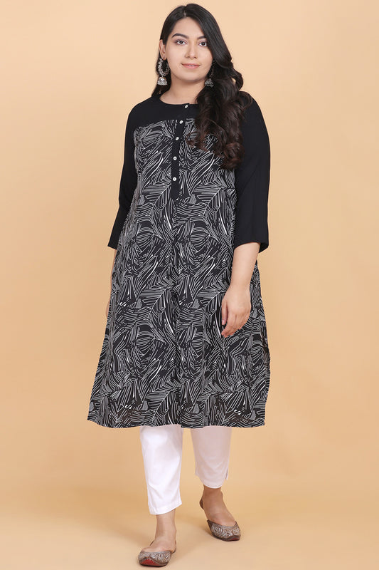 Black Printed Kurta