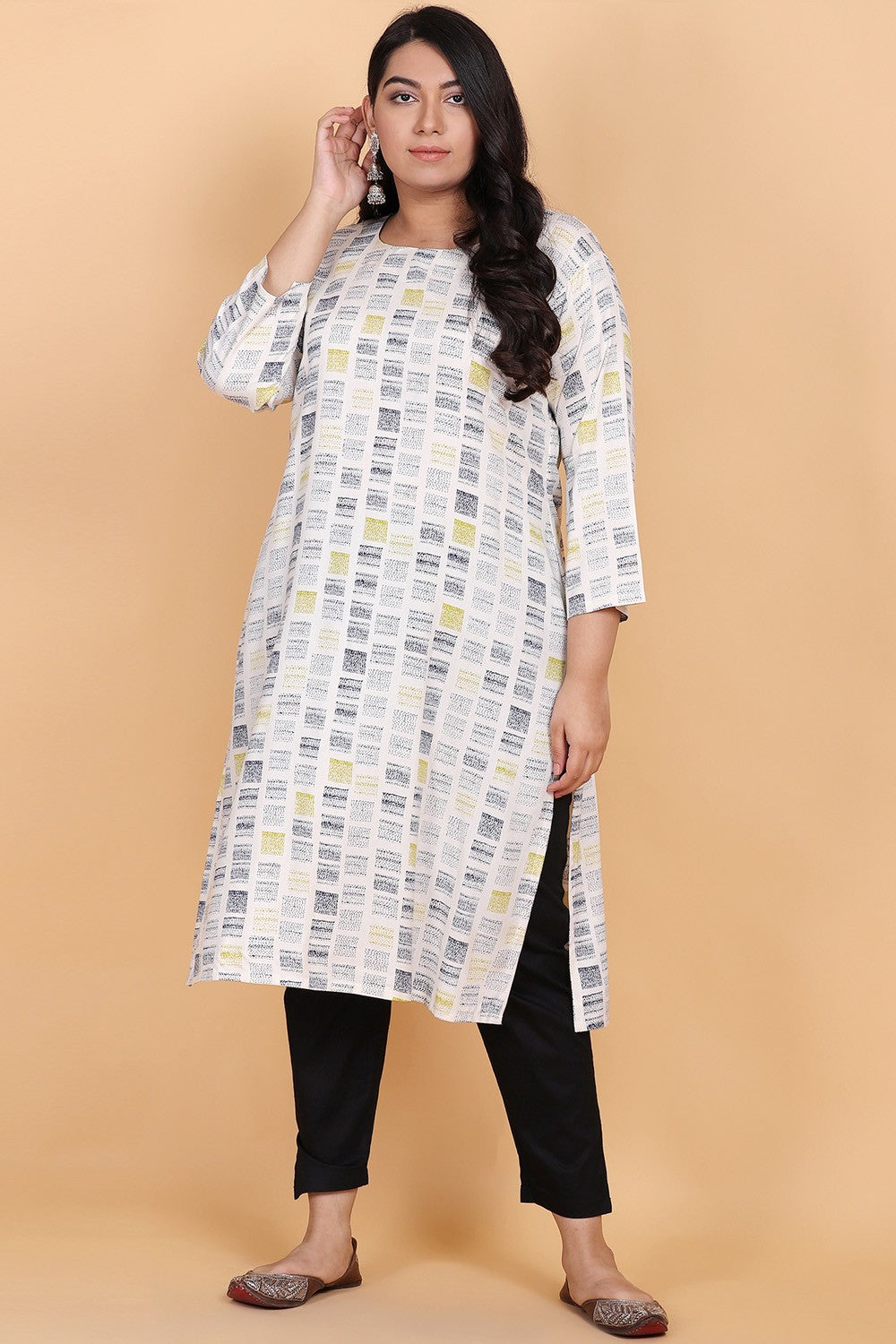 Off White Printed Kurti