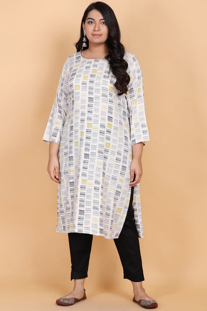 Off White Printed Kurti