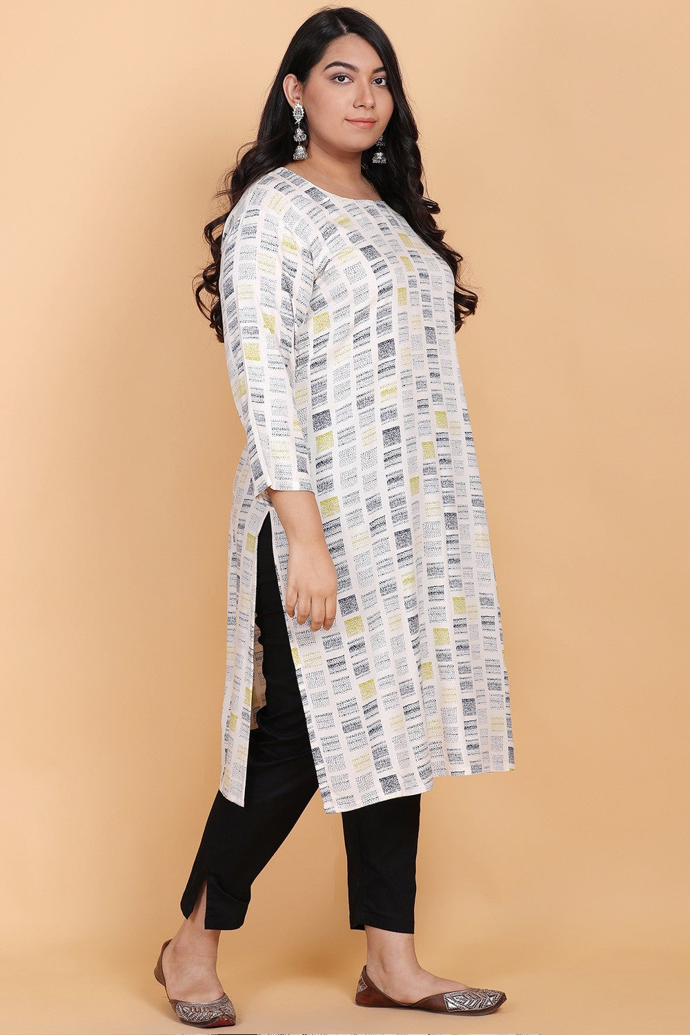 Off White Printed Kurti