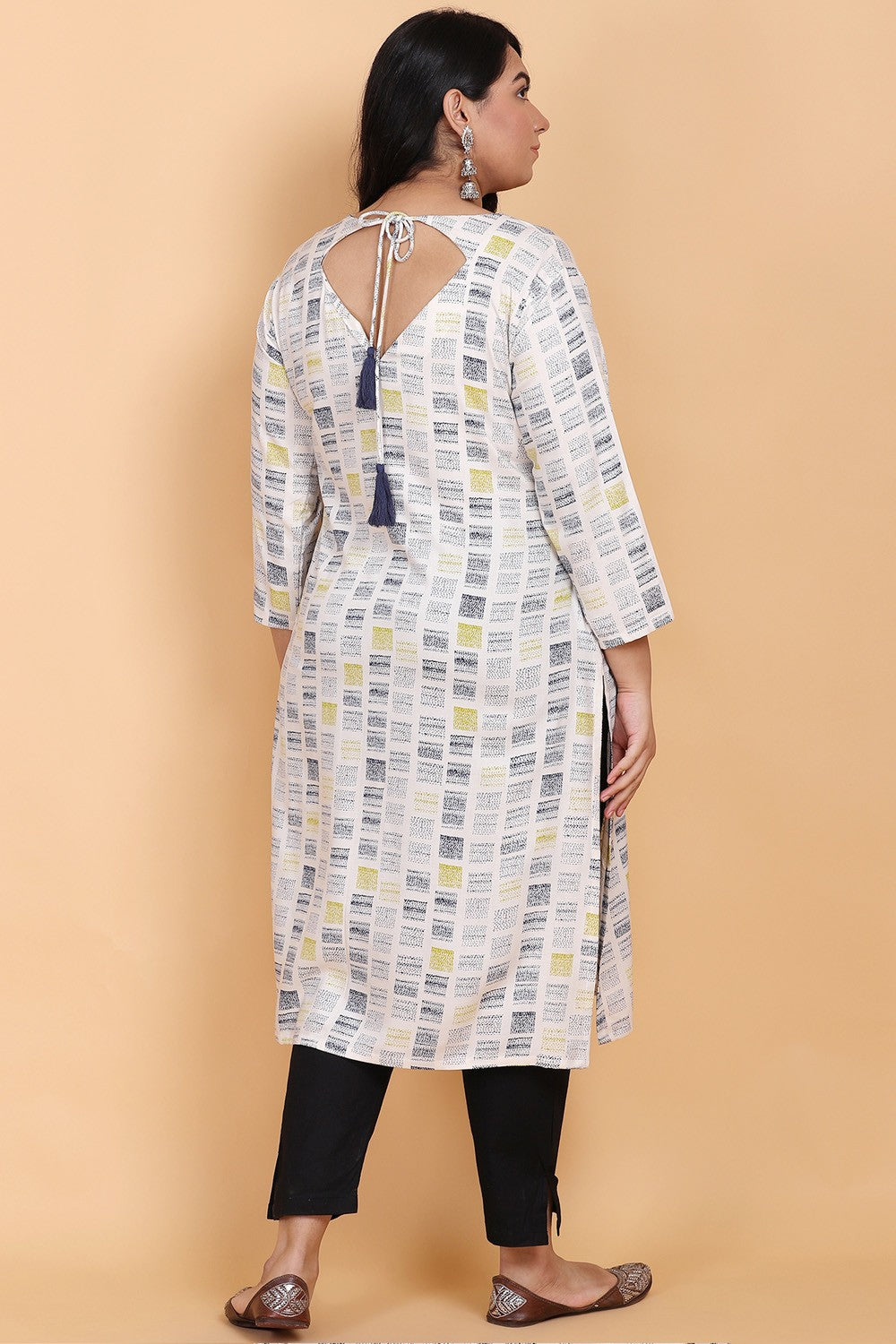 Off White Printed Kurti