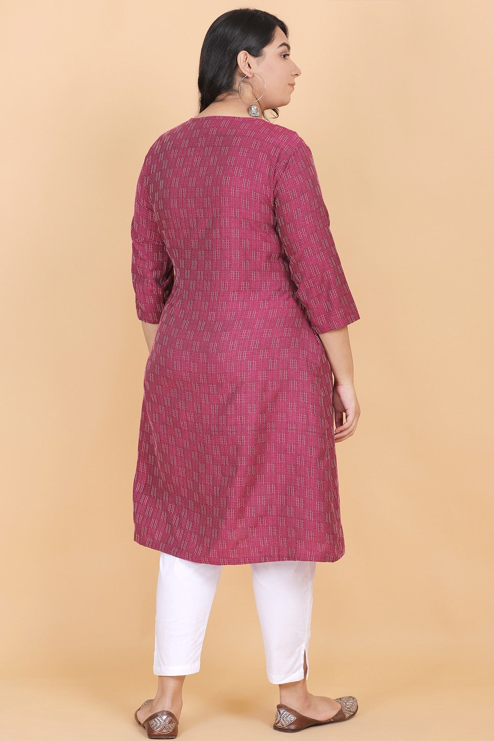 Wine Cotton Wrap Style Kurti