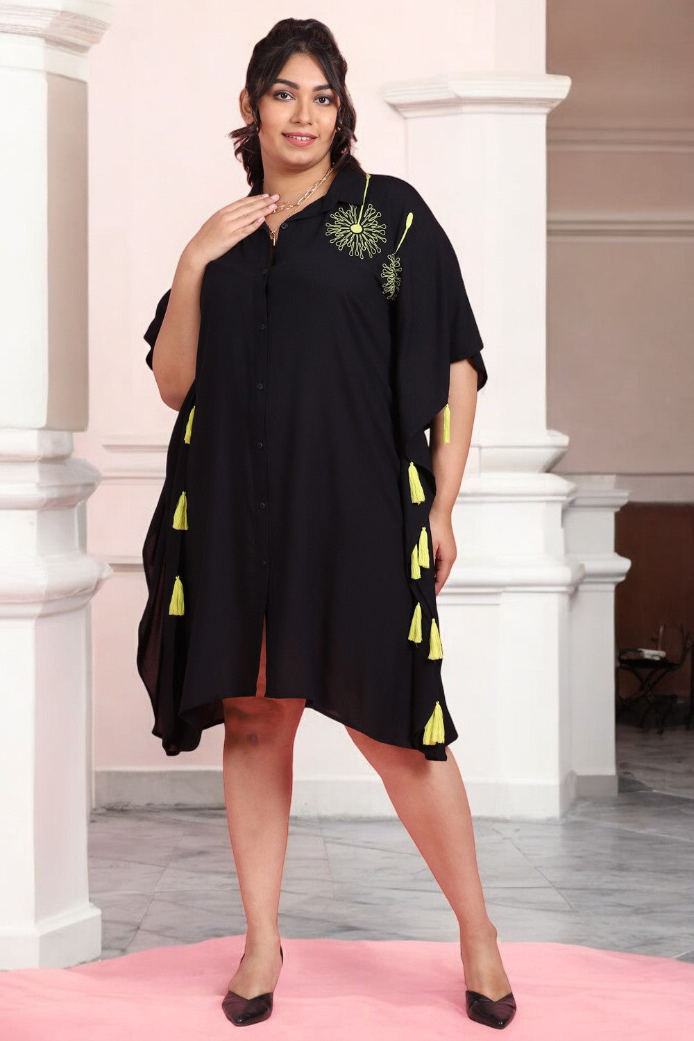 Kaftan With Neon Embroidery