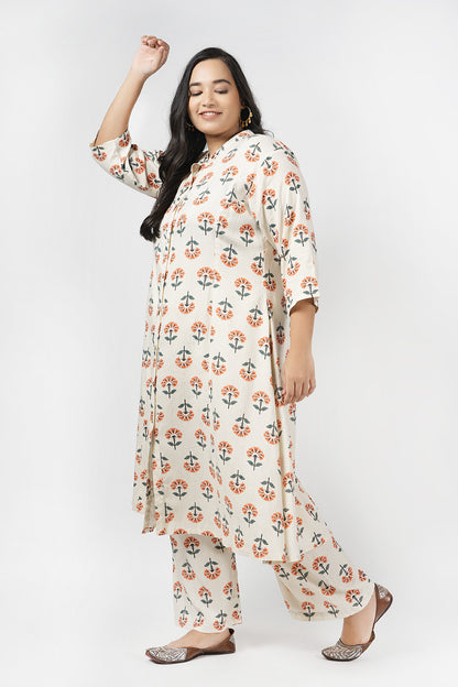 Fresh Floral Print Kurta Palazzo Set