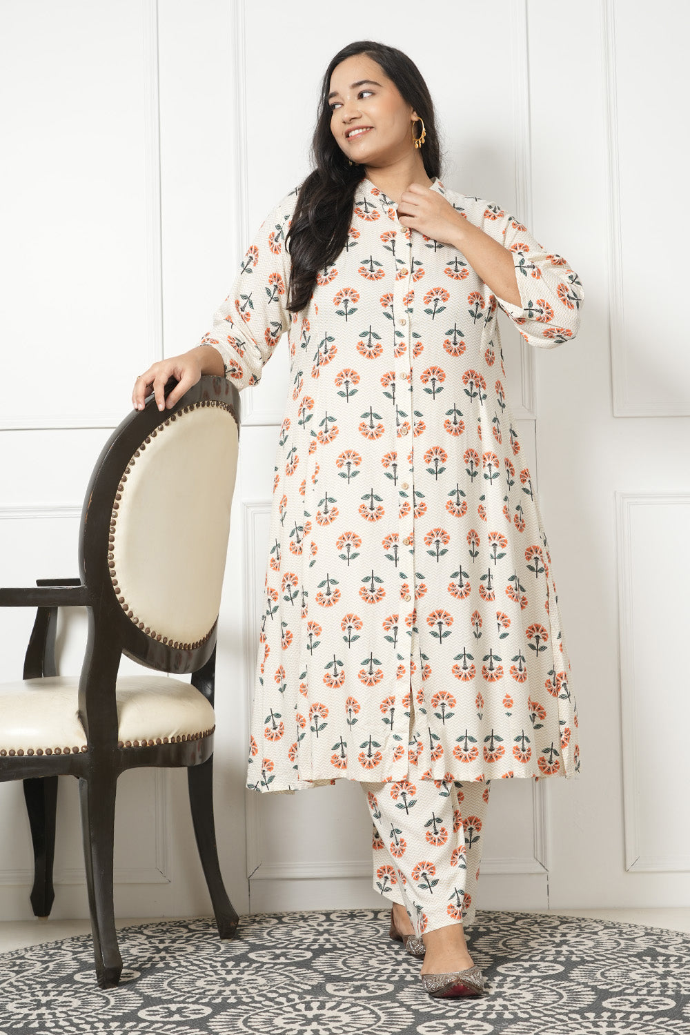 Fresh Floral Print Kurta Palazzo Set