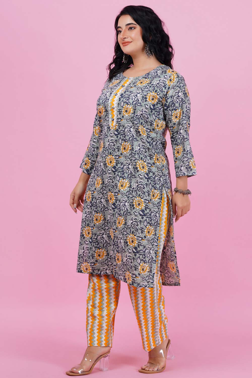 Tickled Floral Printed Cotton Kurta Set