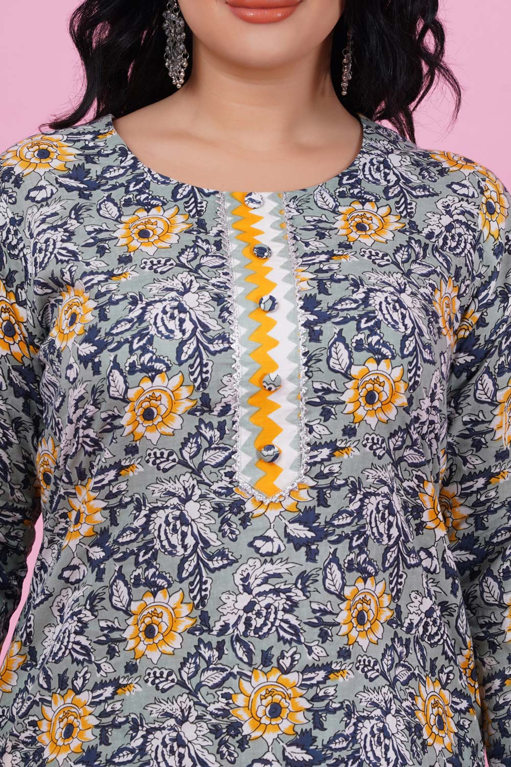 Tickled Floral Printed Cotton Kurta Set