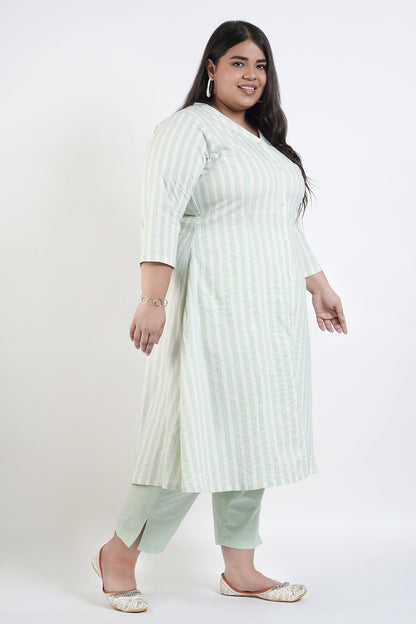 Spring Stripes Anarkali Kurta With Pant