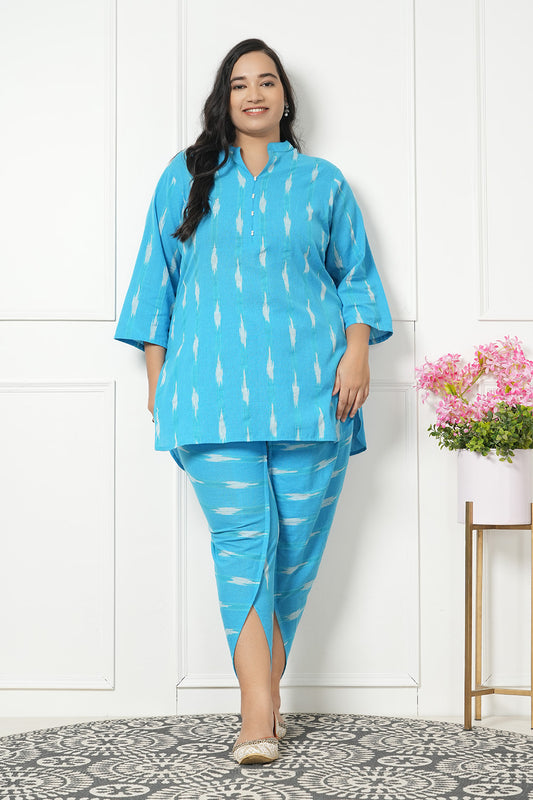 LastInch Plus Size Azure Blue Kurta & Dhoti Set | Kurta Set | Co-Ord Set