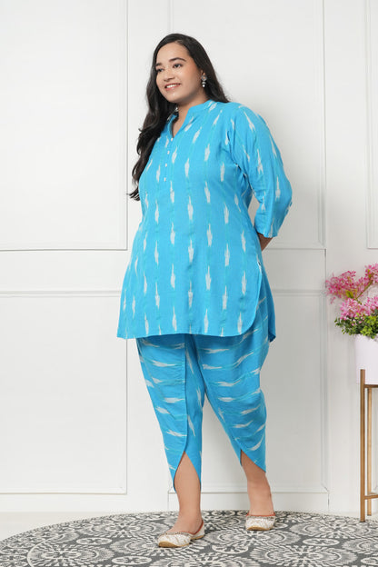 Azure Blue Kurta &amp; Dhoti Co-Ord Set