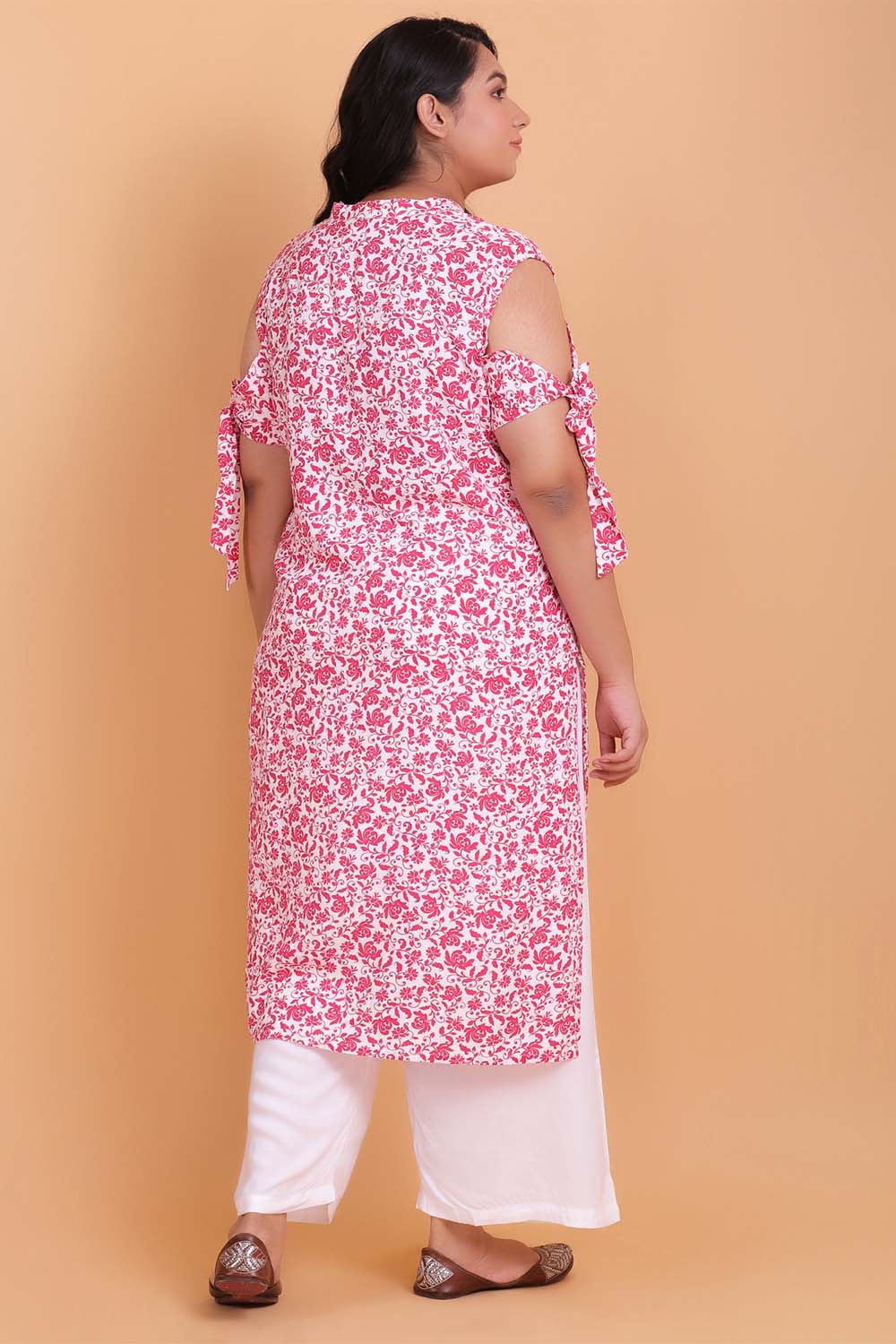 Pink Printed Tie-Up Detail Kurti