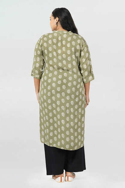 Lime Green Floral Kurta