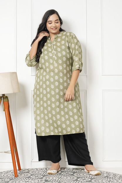 LastInch Lime Green Floral Kurta