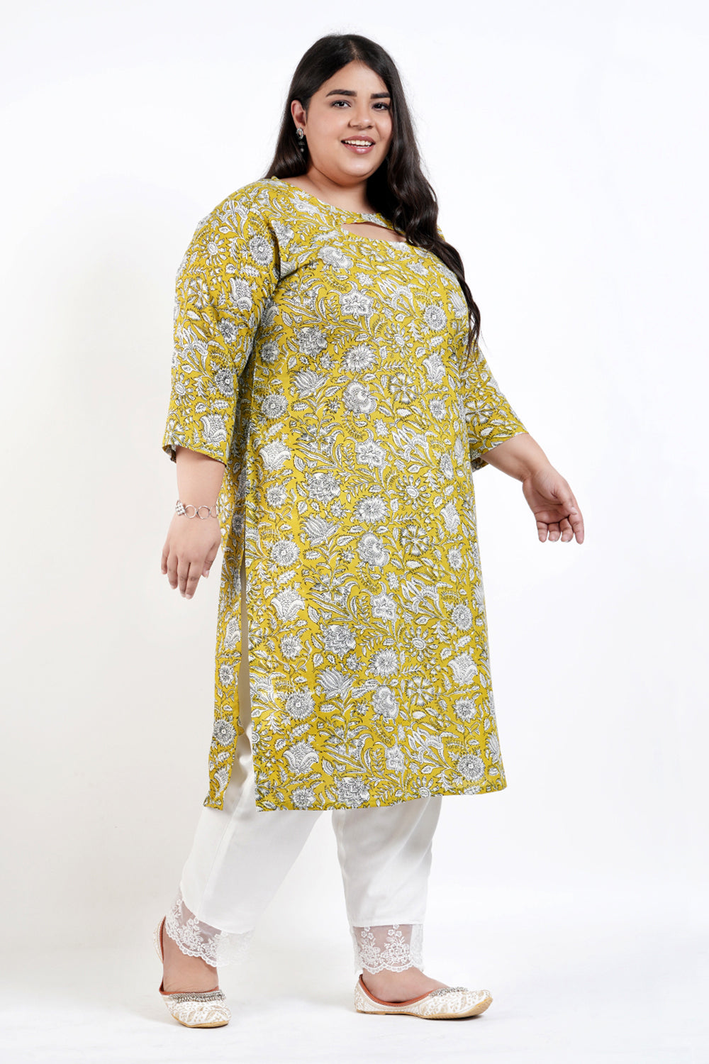 Basil Green Printed Cotton Kurta