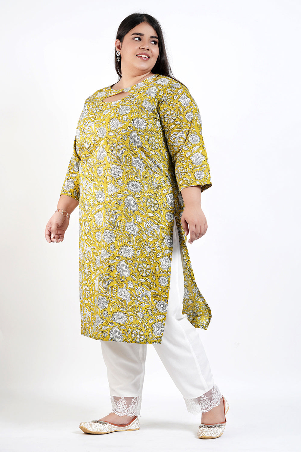 Basil Green Printed Cotton Kurta