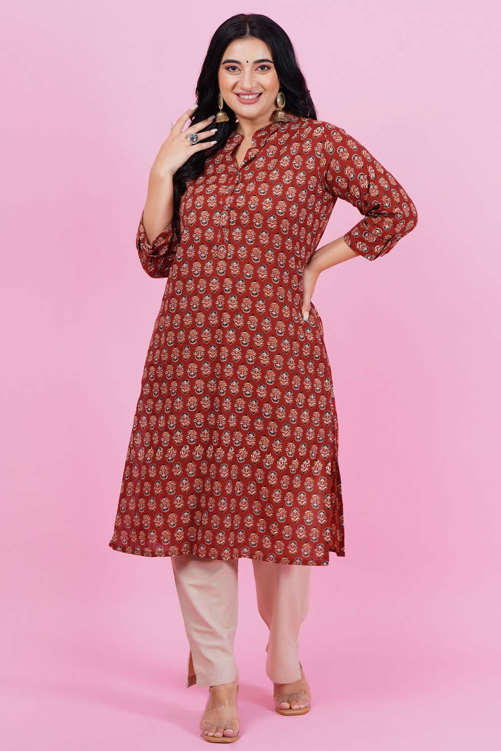 Kalamkari Butti Print Cotton Kurta