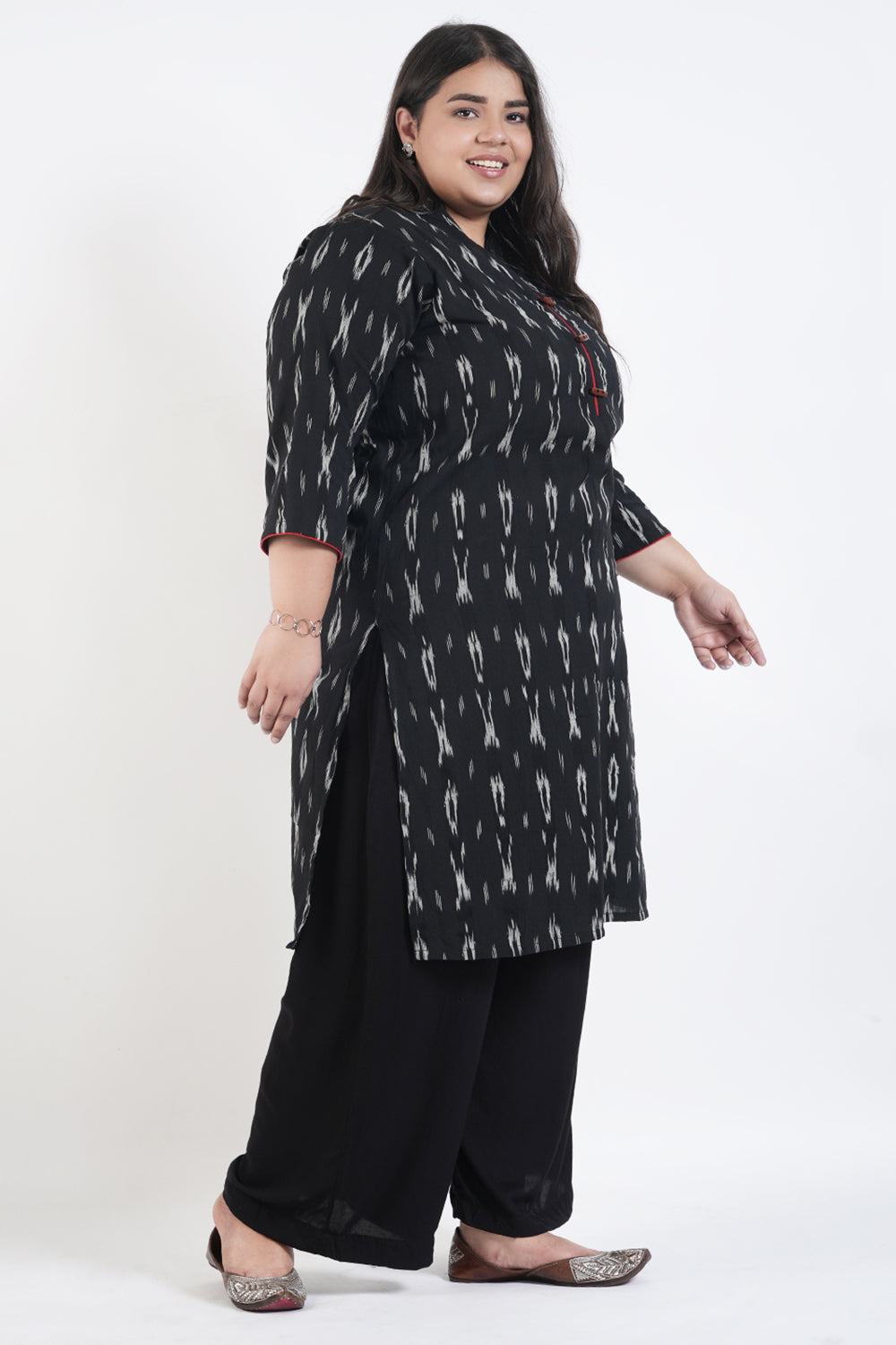 Charcoal Ikat Cotton Kurta