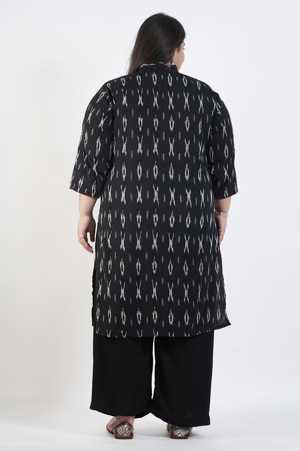 Charcoal Ikat Cotton Kurta