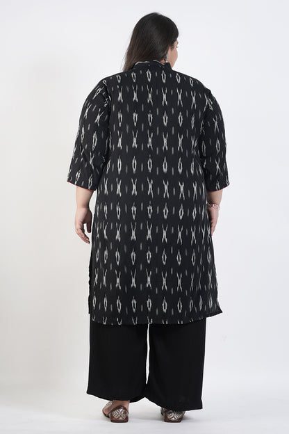 Charcoal Ikat Cotton Kurta