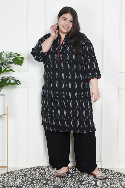 Charcoal Ikat Cotton Kurta