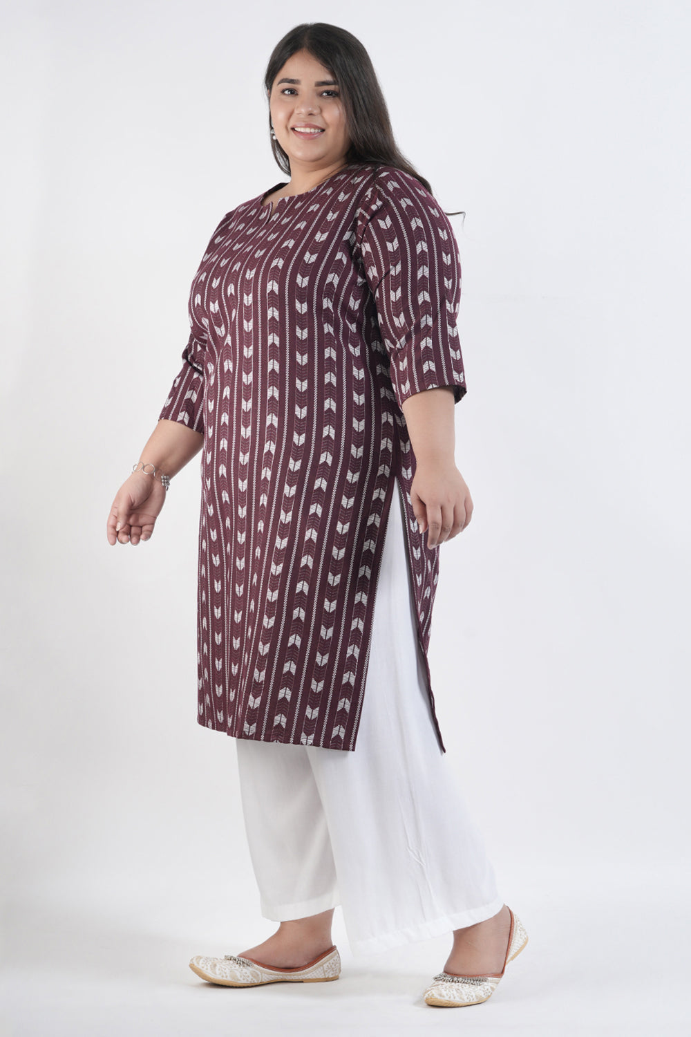 Coral Maroon Ikat Cotton Kurta