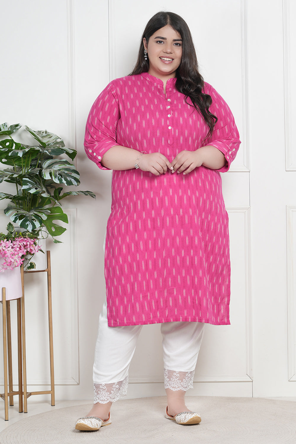 Pink Paradise Cotton Ikat Kurta