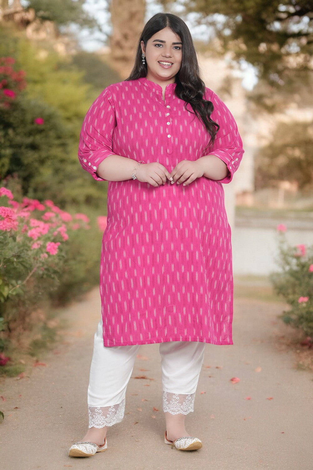 Pink Paradise Cotton Ikat Kurta