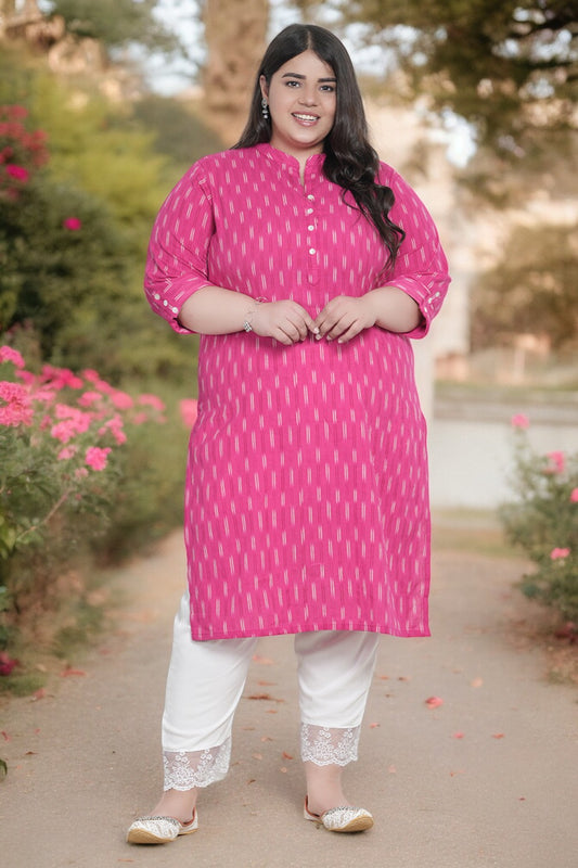 Pink Paradise Cotton Ikat Kurta