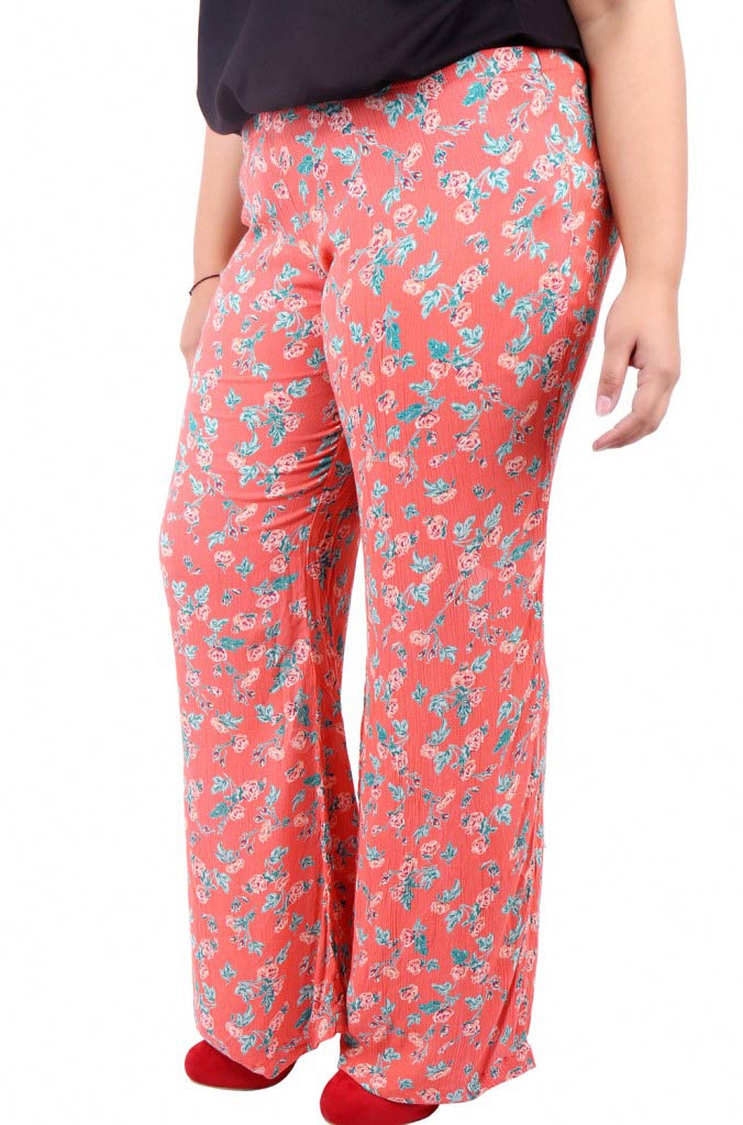 Flower Printed Orange Joggers