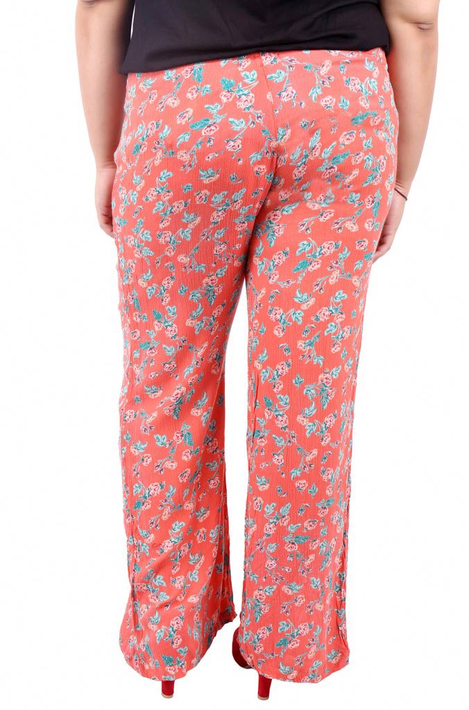 Flower Printed Orange Joggers