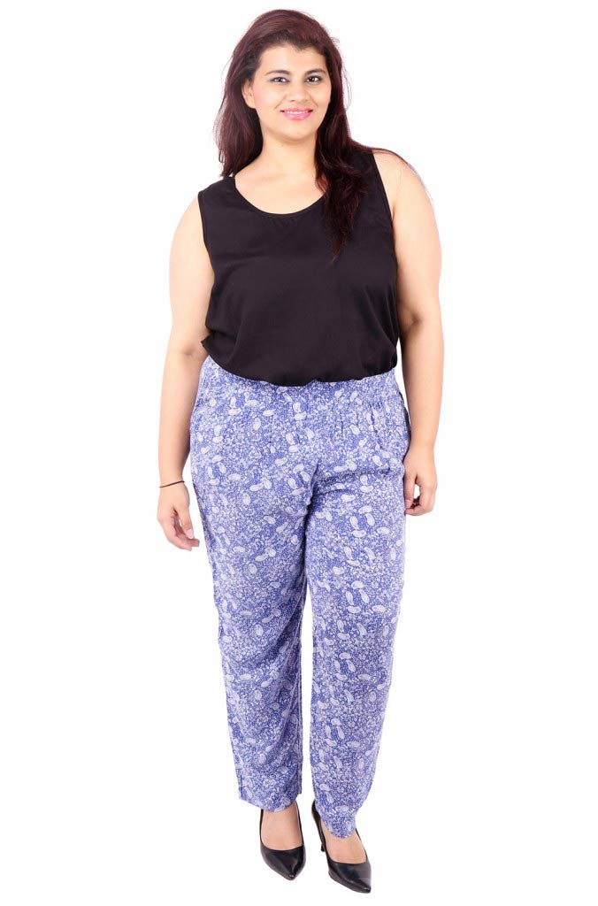 Purple Printed Peg Pant