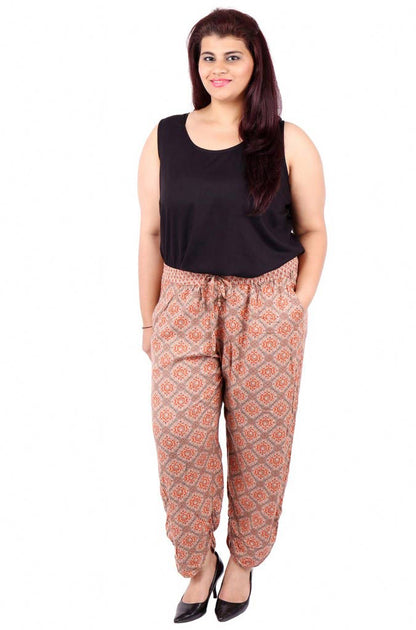 Rust Orange Printed Peg Pants