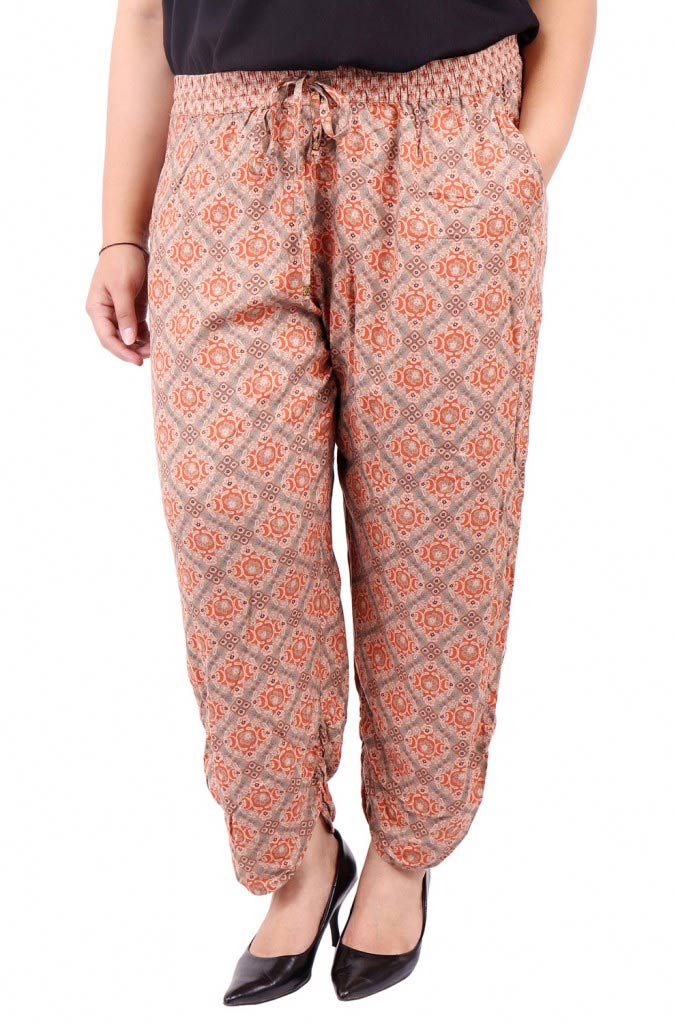 Rust Orange Printed Peg Pants