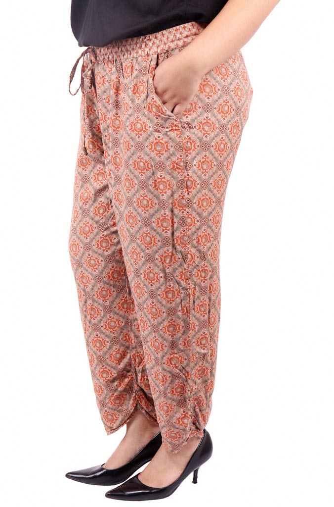 Rust Orange Printed Peg Pants